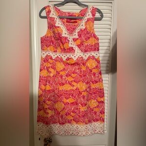 Lilly Pulitzer Pink and Orange Women’s Dress with Lace Accents